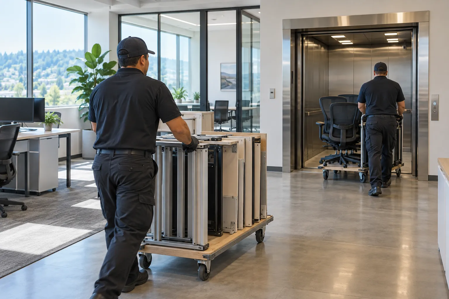 Office Furniture Removal service in progress